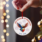 250 Years of Freedom Ceramic Ornament | Patriotic Eagle Texas Ornament