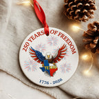 250 Years of Freedom Ceramic Ornament | Patriotic Eagle Texas Ornament