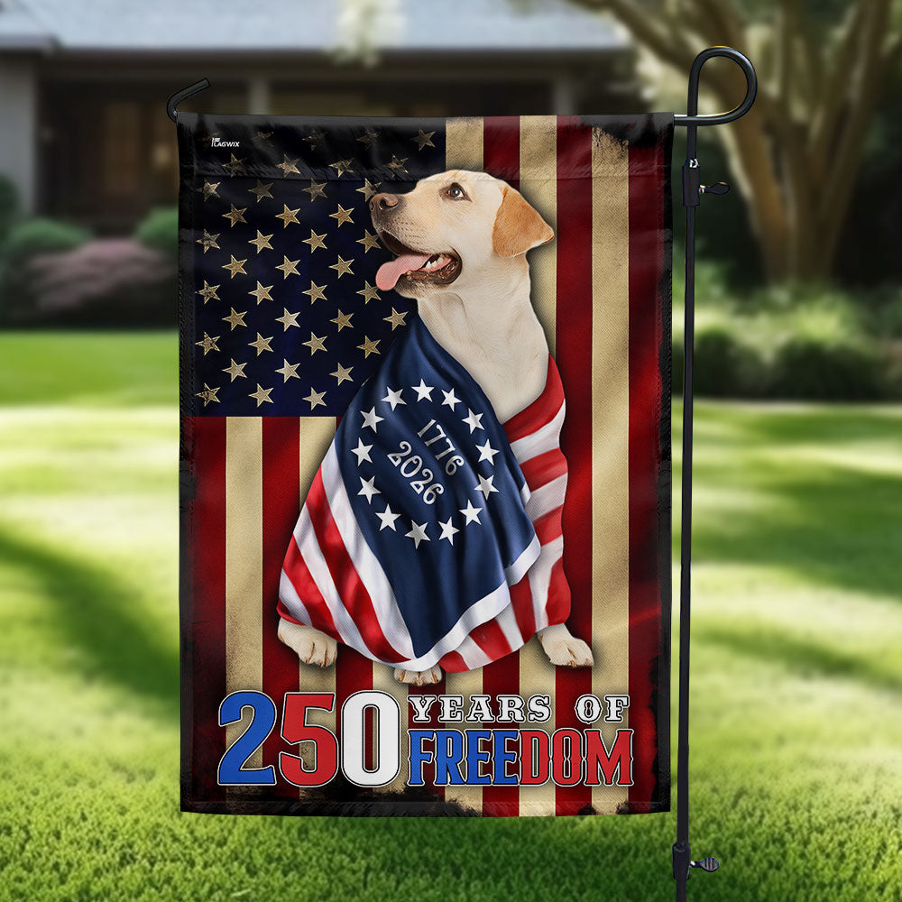 250 Years of Freedom Flag | Labrador Retriever Wrapped in Glory US Flag