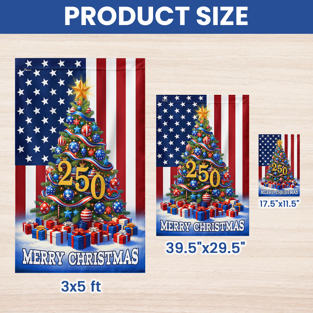 Merry Christmas Flag | Christmas Tree for 250th Celebration US Flag