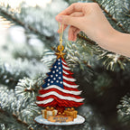 250 Years of America Patriotic Christmas Tree Wooden Ornament, 1776 - 2026 Christmas Tree Decoration, Patriotic Ornament, Independence Day Gift