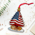 250 Years of America Patriotic Christmas Tree Wooden Ornament, 1776 - 2026 Christmas Tree Decoration, Patriotic Ornament, Independence Day Gift
