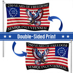250 Years Of Freedom Flag | USA Bald Eagle Patriotic 250th Grommet Flag