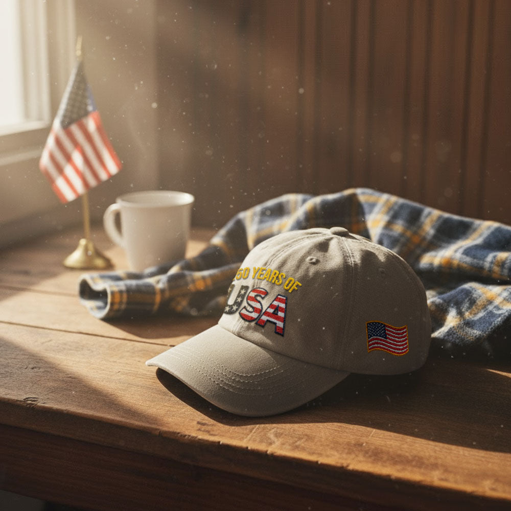 250 Years of USA Washed Cap | Independence Patriot Washed Cap Embroidered Flag