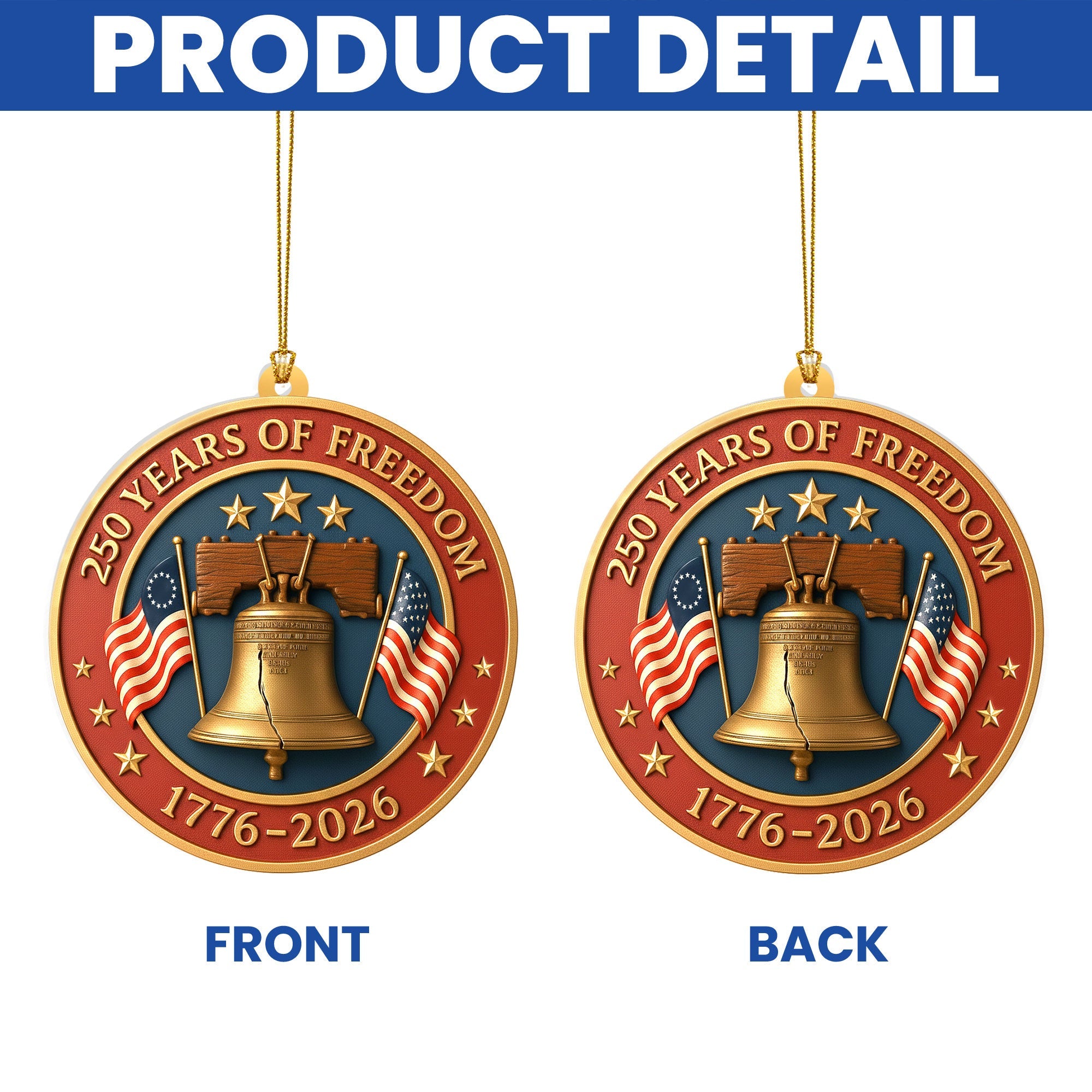 250 Years of Freedom Ornament | 1776 2026 Liberty July 4th Decoration