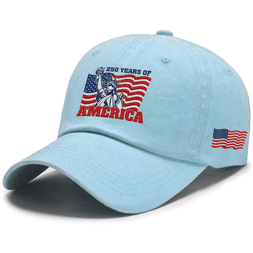 250 Years of America Washed Cap, Patriotic Liberty Embroidered Cap