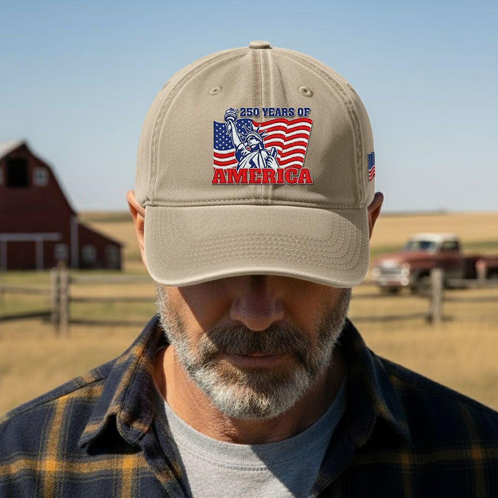 250 Years of America Washed Cap, Patriotic Liberty Embroidered Cap