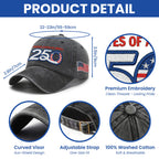 America Vintage Washed Cap, 250th Anniversary Eagle Embroidered Cap