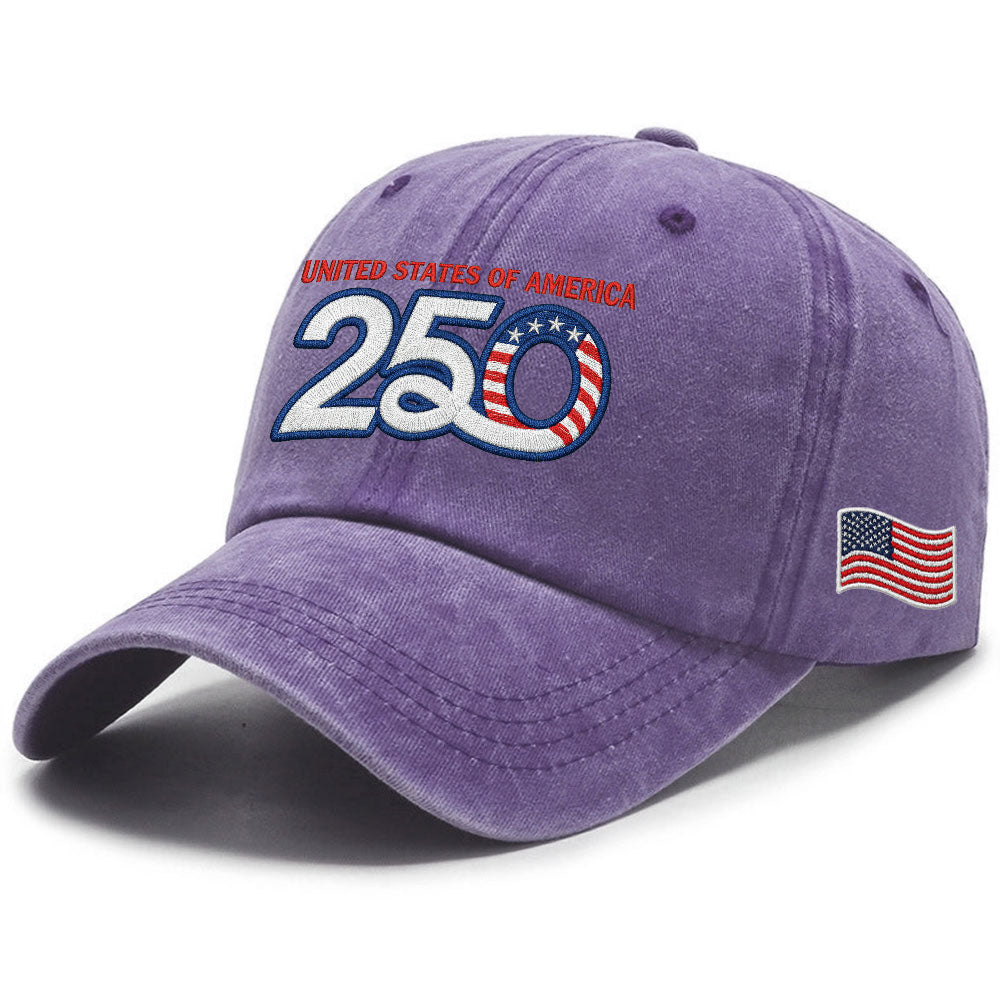 America Vintage Washed Cap, 250th Anniversary Eagle Embroidered Cap