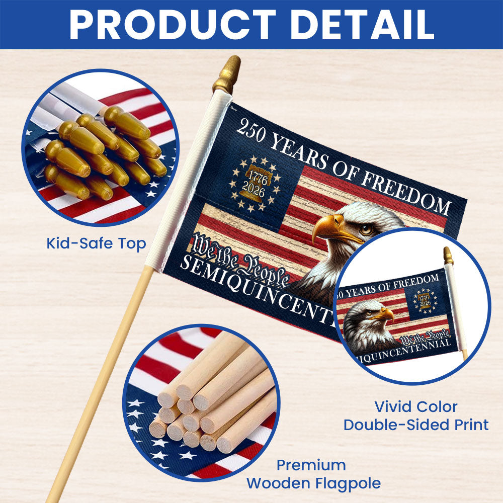 250 Years of Freedom American Handheld Flag, Patriotic Eagle American Flag