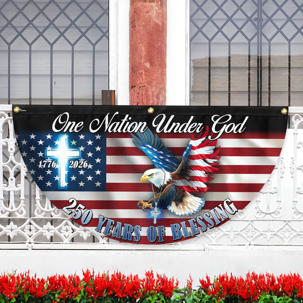 One Nation Under God Fan Flag, 250 Years of Blessing Eagle Bunting