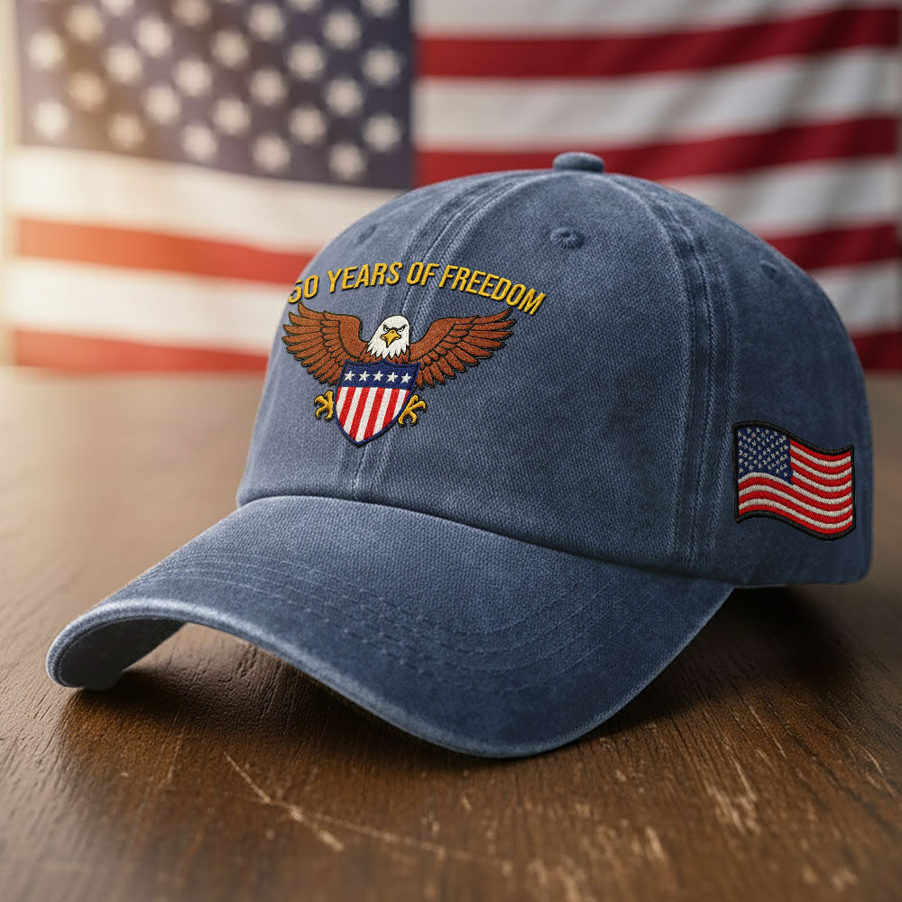 250 Years of Freedom Washed Cap, American Eagle Shield with Embroidered Hat