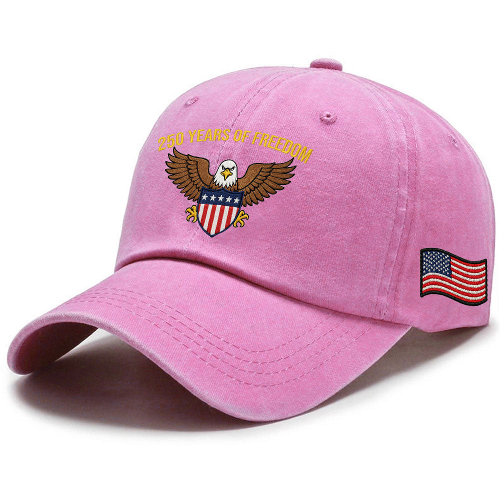 250 Years of Freedom Washed Cap, American Eagle Shield with Embroidered Hat