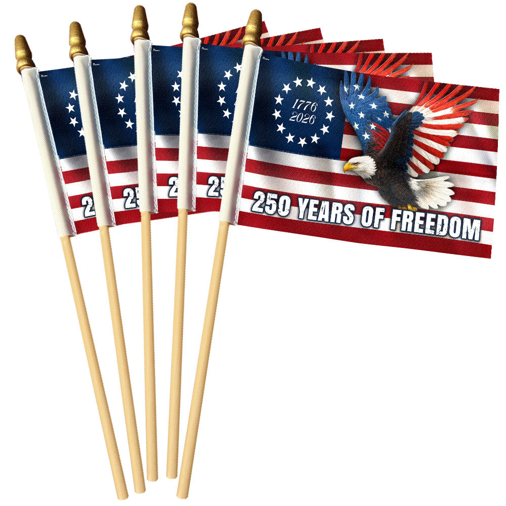 250 Years of Freedom Flag, 1776–2026 Eagle Betsy Ross Handheld Flag