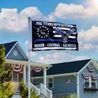 Police Thin Blue Line Flag, 250 Years of Freedom with Eagle Grommet Flag