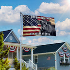 Black Angus Cattle Flag, 250 Years Strong Patriotic Cow Farm Grommet Flag