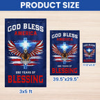 250 Years of Blessing Flag, God Bless America with Eagle Cross US Flag
