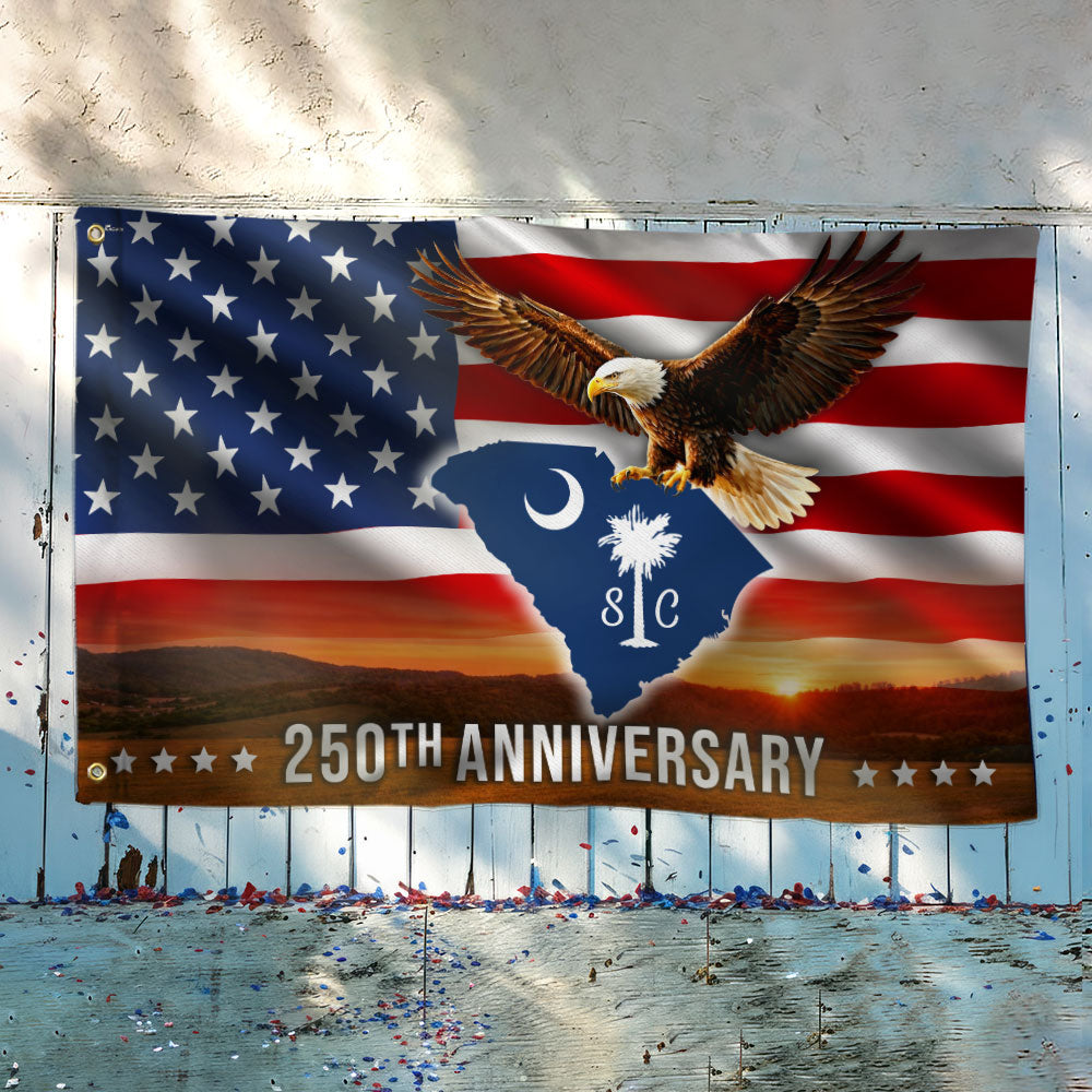 SC 250th Anniversary Flag, South Carolina State USA Eagle Grommet Flag