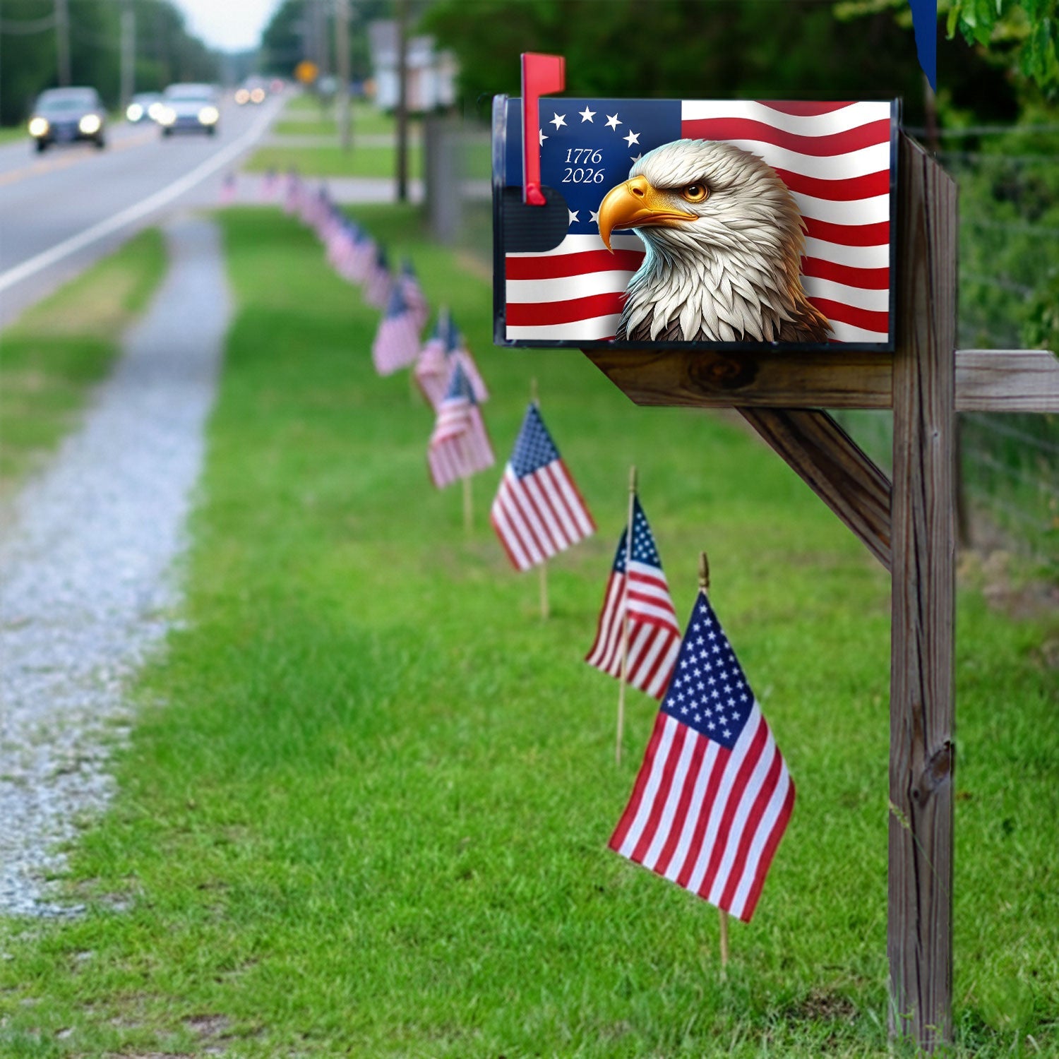 1776 2026 Patriotic Eagle Betsy Ross Mailbox Cover for Decoration