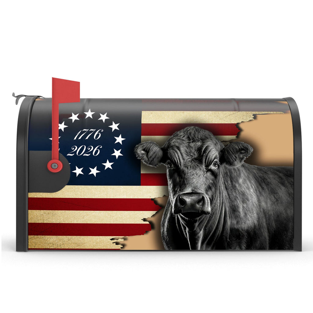 Black Angus Cattle 1776 2026 Proud Cow Farm Life Mailbox Cover