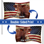 250 Years Strong Cow American Grommet Flag for Farmhouse Patriotic Decor
