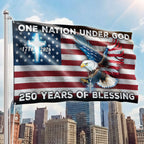 250 Years of Blessing American Grommet Flag, One Nation Under God Eagle Cross Decoration