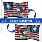 250 Years of Blessing American Grommet Flag, One Nation Under God Eagle Cross Decoration
