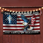 250 Years of Blessing American Grommet Flag, One Nation Under God Eagle Cross Decoration