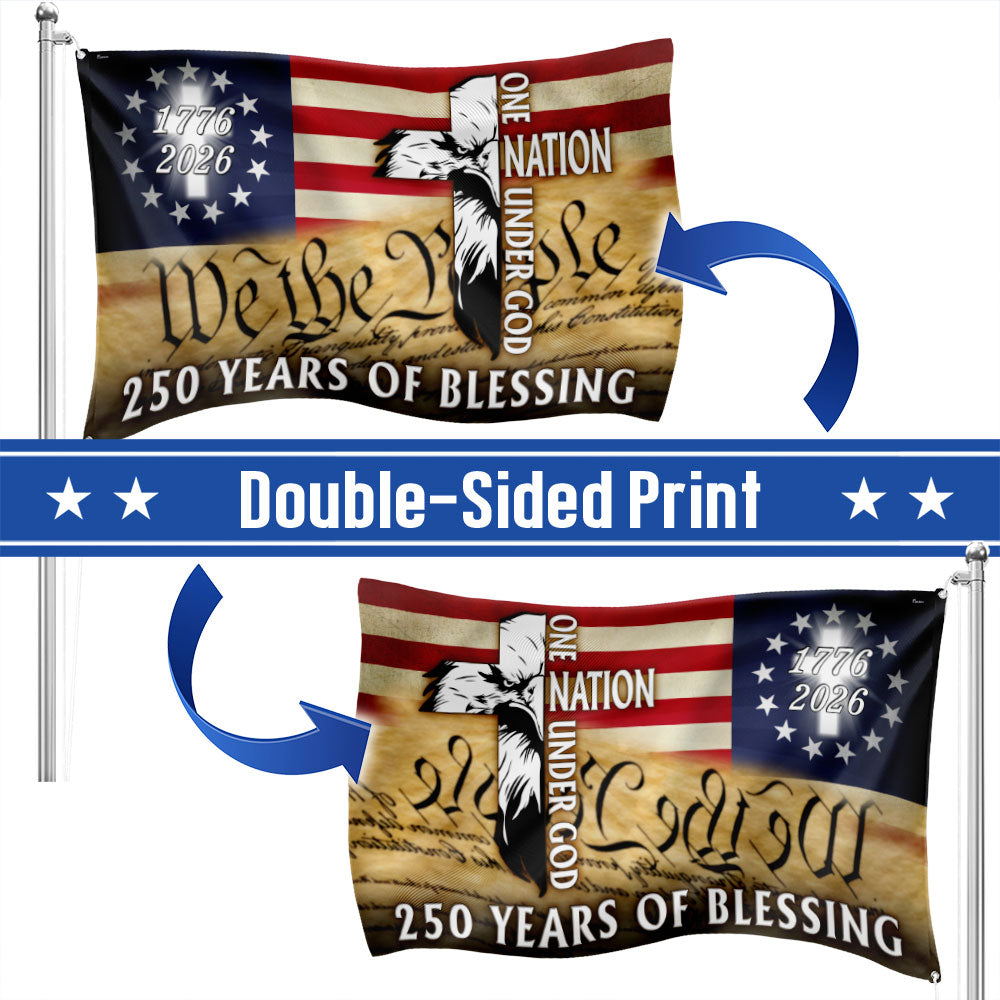 250 Years of Blessing Grommet Flag, 1776 2026 Patriotic Eagle with Cross Decor