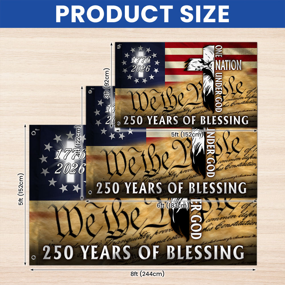 250 Years of Blessing Grommet Flag, 1776 2026 Patriotic Eagle with Cross Decor