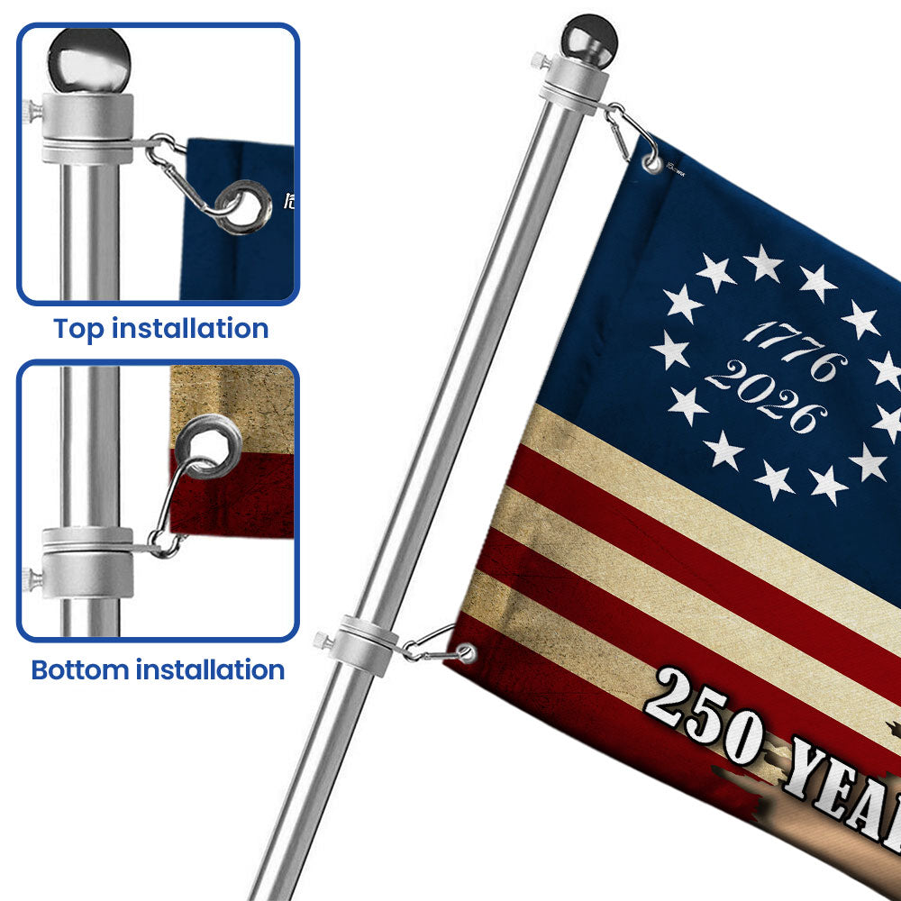 250 Years Strong Horse American Grommet Flag for Farm Patriotic Decor