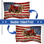 Tractor Farmer Flag, 250 Years of Freedom Red Tractor Grommet Flag
