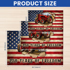 Tractor Farmer Flag, 250 Years of Freedom Red Tractor Grommet Flag