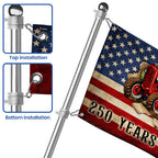 Tractor Farmer Flag, 250 Years of Freedom Red Tractor Grommet Flag
