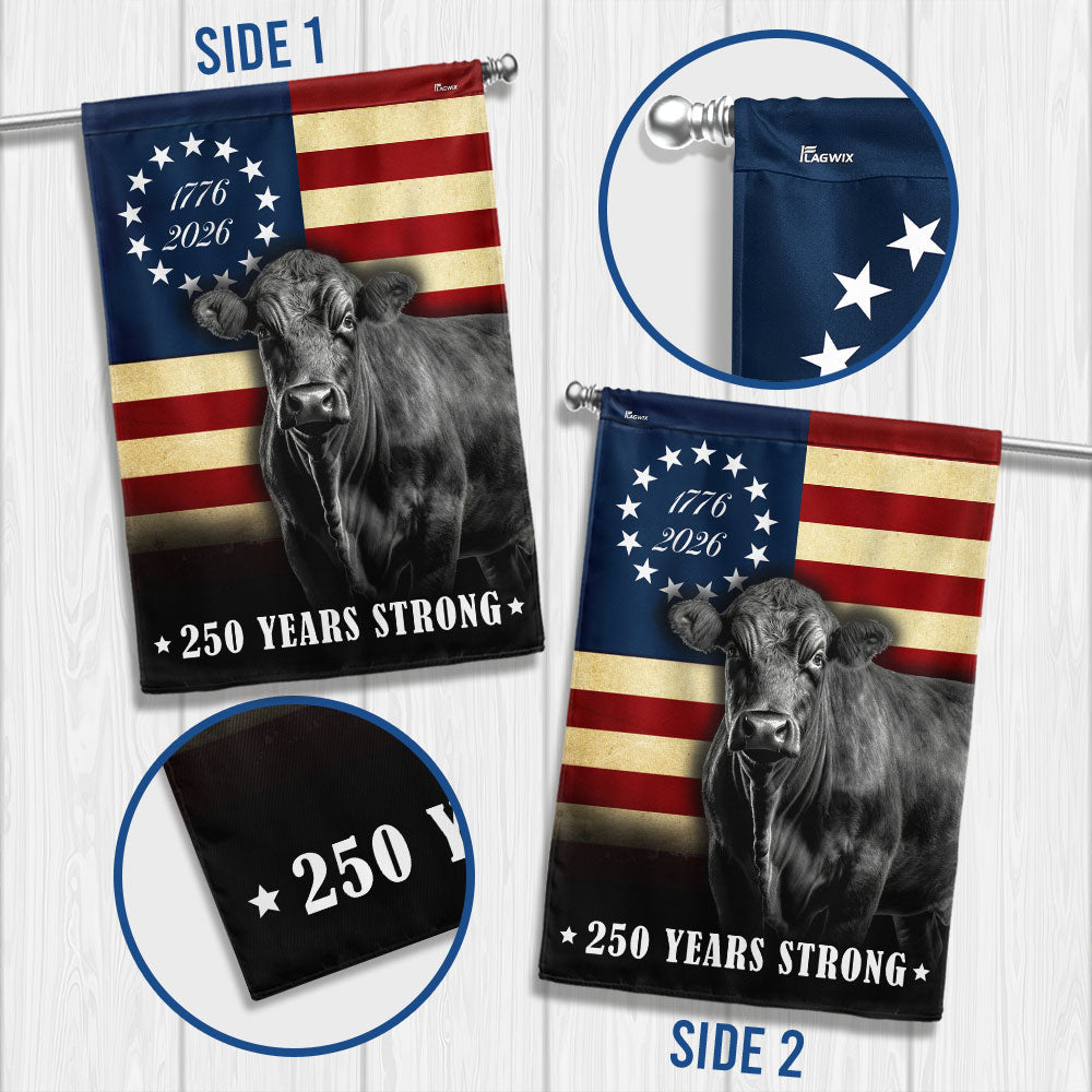 250 Years Strong Black Angus Cattle 1776 2026 Farmhouse Patriotic Decor