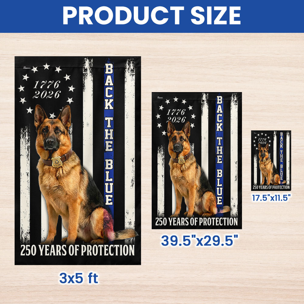 German Shepherd Thin Blue Line Flag, 250 Years of Protection US Flag