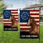 250 Years Strong Horse US Flag, Patriotic Horse Betsy Ross 250 Flag