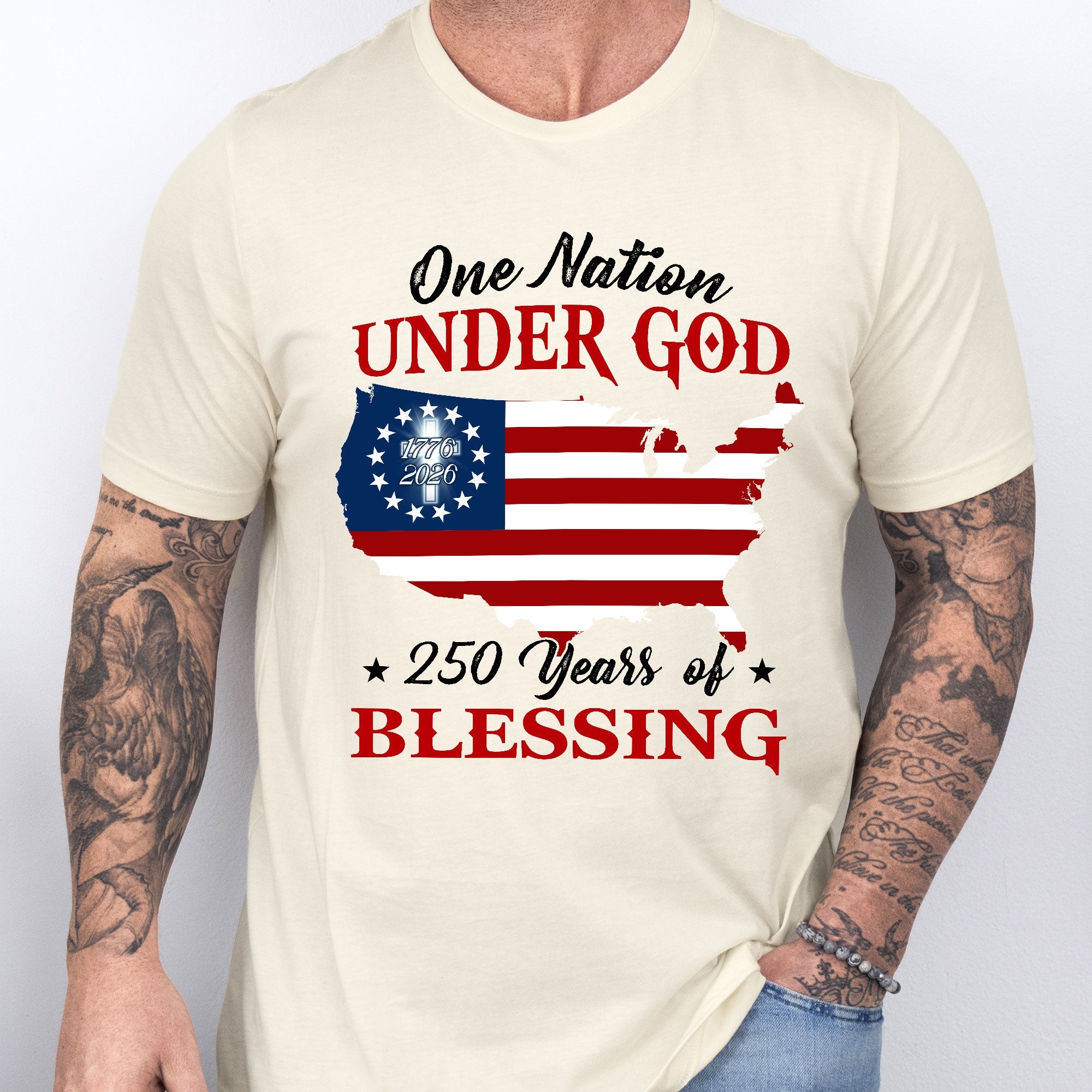 250 Years of Blessing T-shirt, 1776 2026 One Nation Under God Shirt