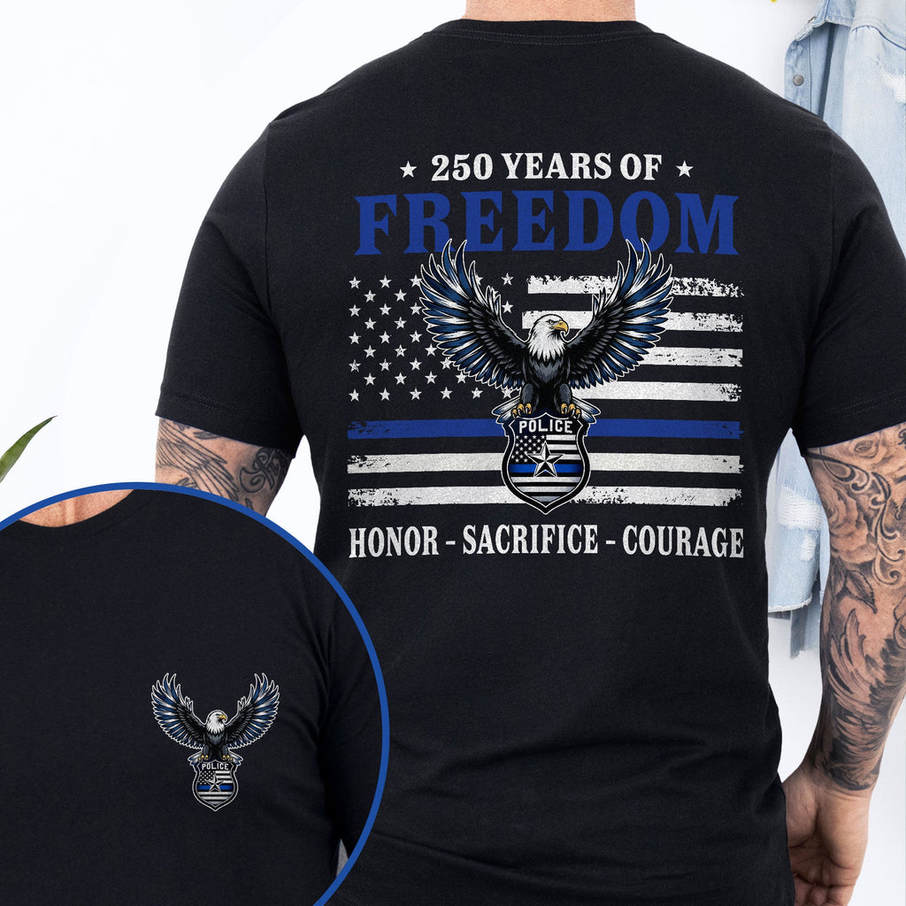 250 Years of Freedom Shirt, Eagle American Police Thin Blue Flag T-shirt