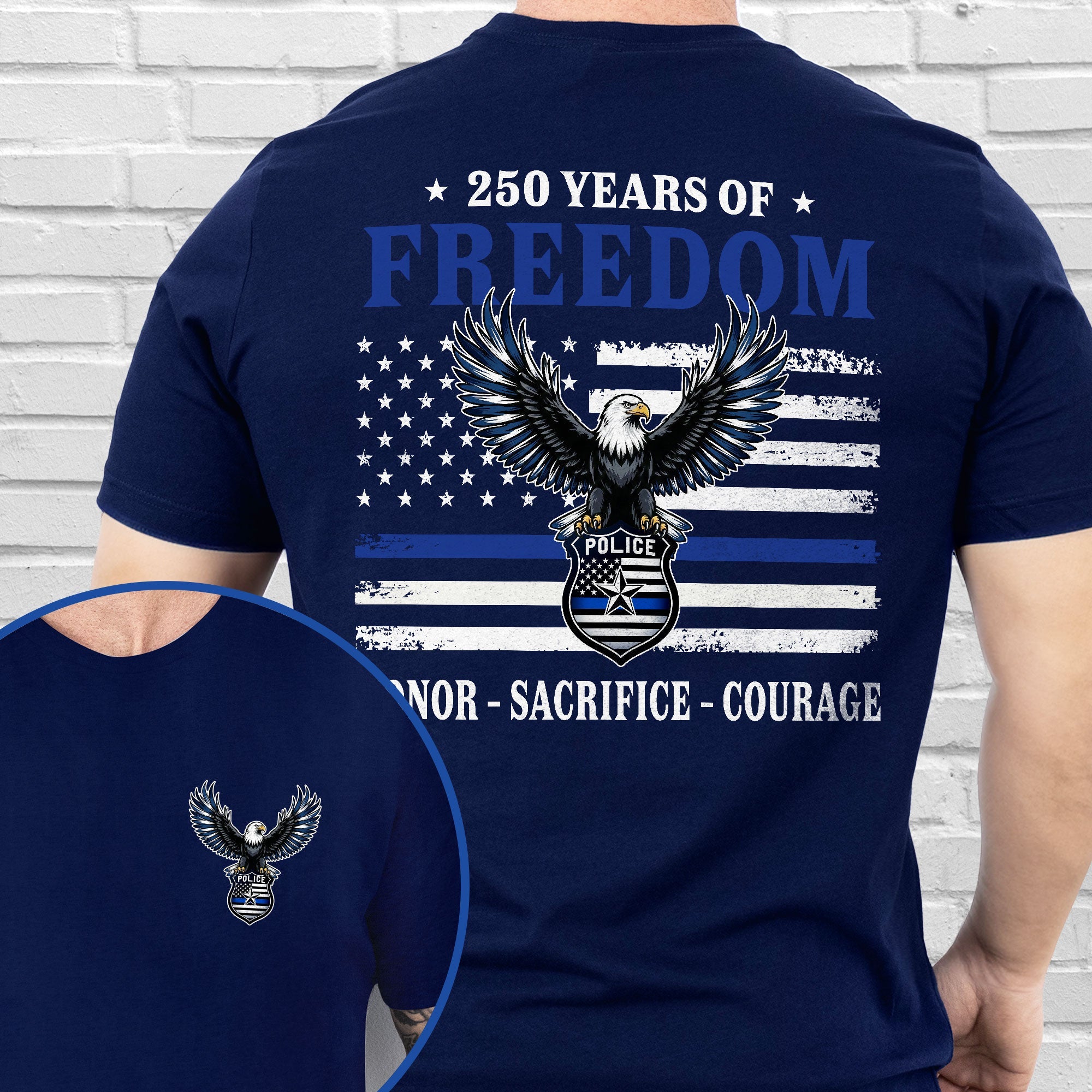 250 Years of Freedom Shirt, Eagle American Police Thin Blue Flag T-shirt