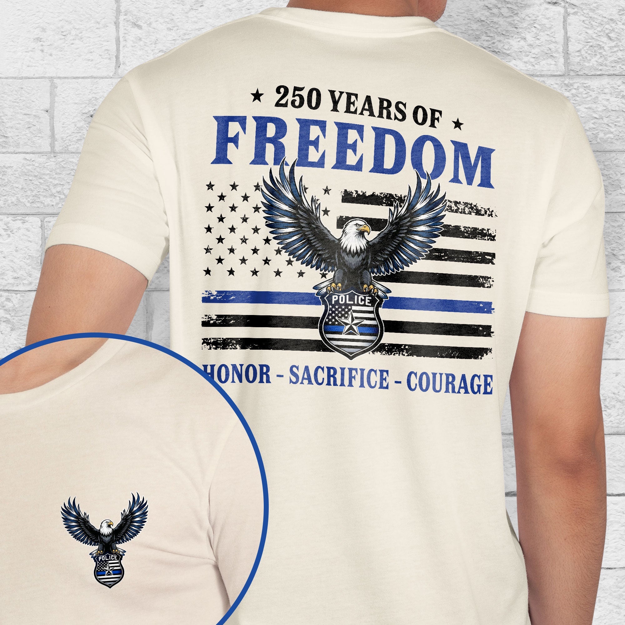 250 Years of Freedom Shirt, Eagle American Police Thin Blue Flag T-shirt