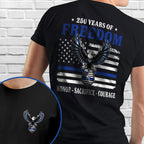 250 Years of Freedom Shirt, Eagle American Police Thin Blue Flag T-shirt