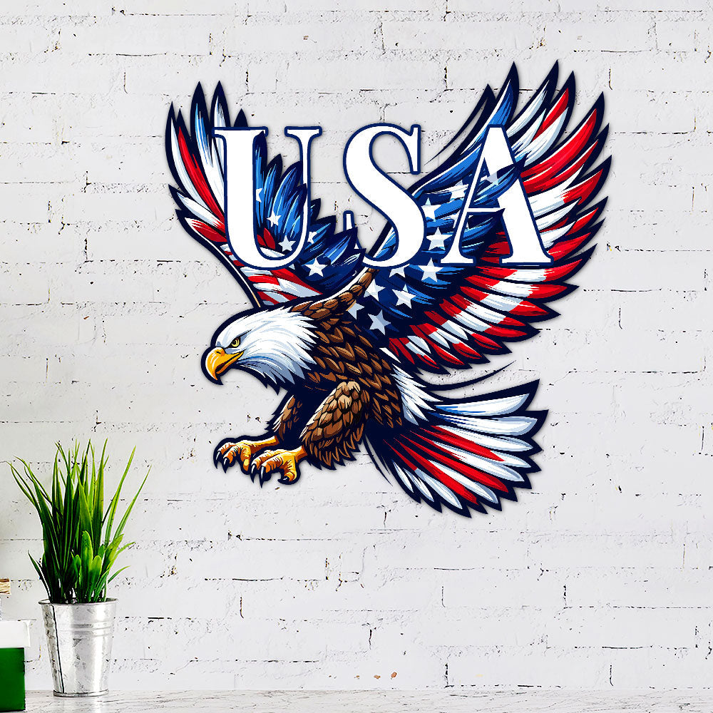USA 250th Anniversary Patriotic Eagle Hanging Metal Sign