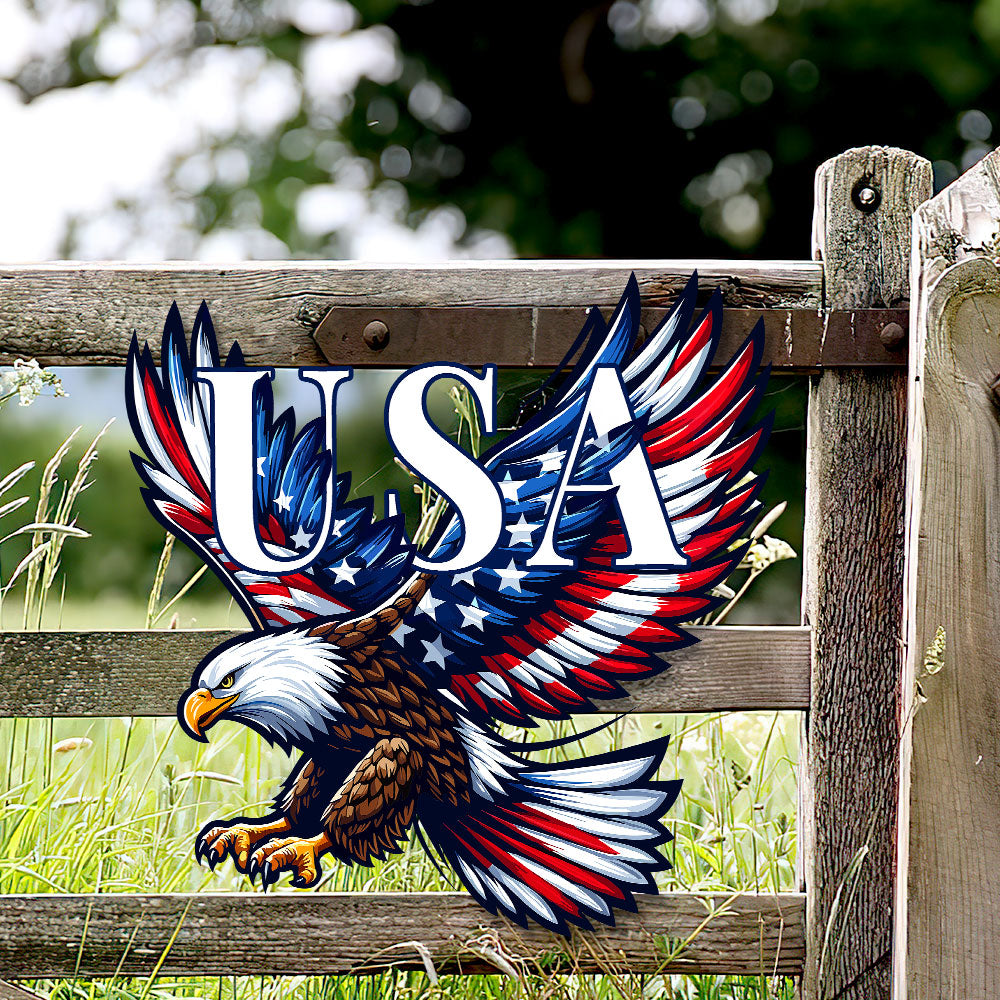 USA 250th Anniversary Patriotic Eagle Hanging Metal Sign
