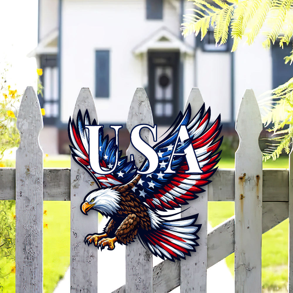 USA 250th Anniversary Patriotic Eagle Hanging Metal Sign