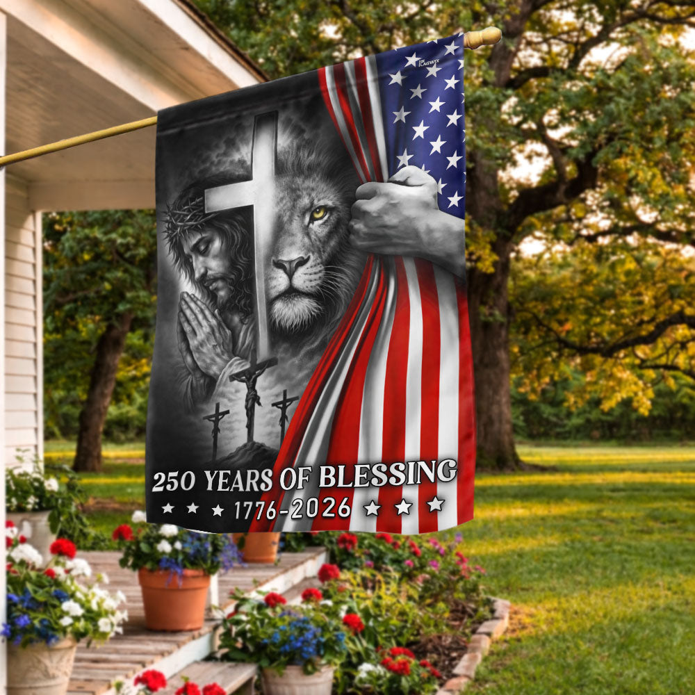 250 Years of Blessing American Flag, Lion Of Judah Jesus God US Flag