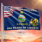 Kansas State Flag, 250 Years of Liberty The Sunflower State Grommet Flag