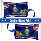 Kansas State Flag, 250 Years of Liberty The Sunflower State Grommet Flag