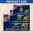 Kansas State Flag, 250 Years of Liberty The Sunflower State Grommet Flag