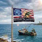 Bass Fish Flag, 250 Years Reeling in Freedom Grommet Flag